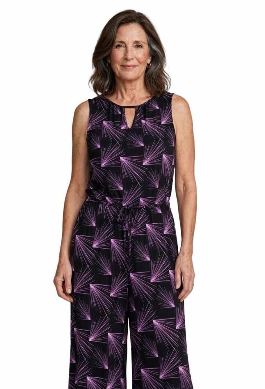 Antthony Original Sleeveless Abstract Print Maxi Jumpsuit , Size Medium